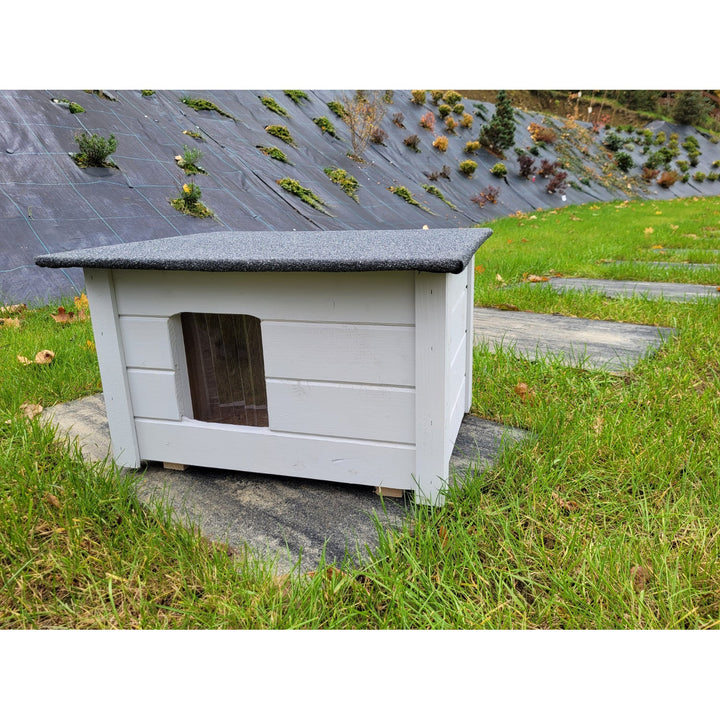 Hundehus, kattehus Woodok, isoleret, lys grå fyrretræ
