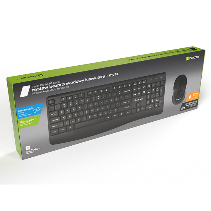 Tracer tastatur + mus-sæt, trådløst, optisk sensor, membrantastatur, BARTIX II RF NANO