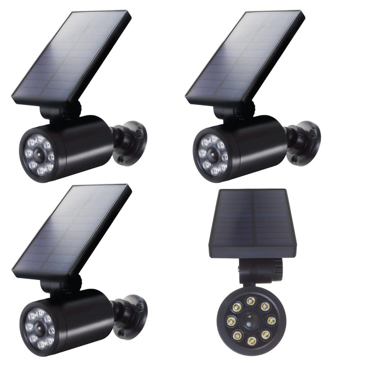 Solcelledrevet kameraattrap, blinkende lysdiode, bevægelsessensor, LED-belysning, gratis klistermærke, SOL1801S, 4 stk.