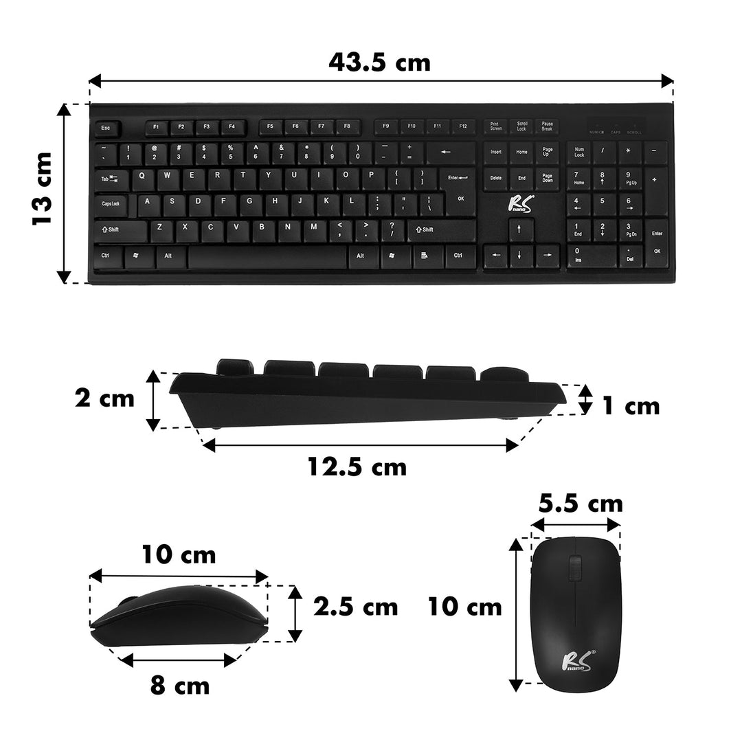 Tastatur + trådløs mus COMBO NanoRS, RS580 + musemåtte