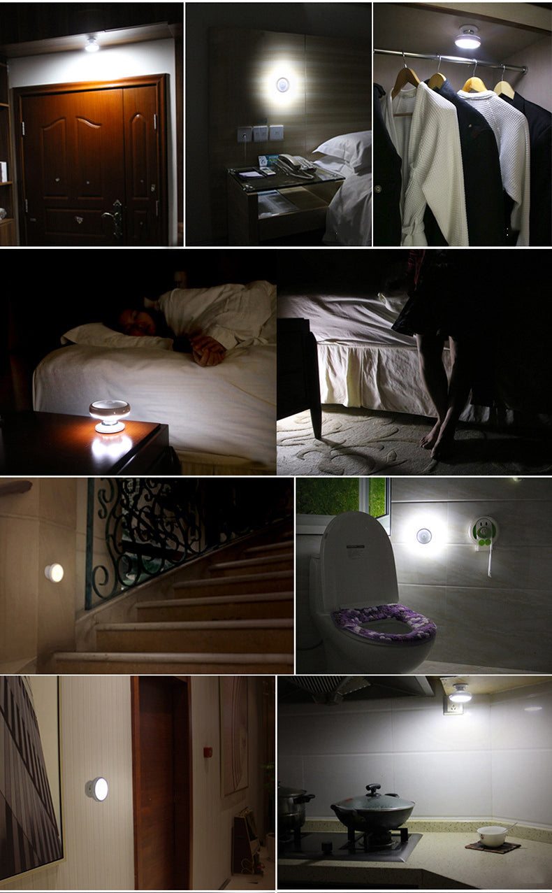 LED-lampe med bevægelsessensor Maclean, magnet, baggrundsbelysning, lysindstillinger: kontinuerlig, PIR-sensor, 3xAAA, MCE223, 2 stk.