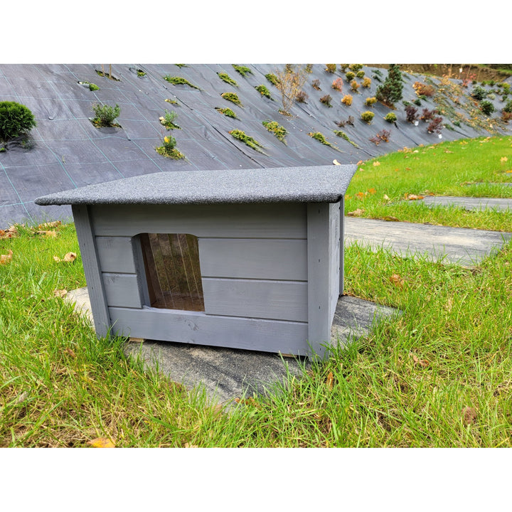 Hundehus, kattehus Woodok, isoleret, gråt fyrretræ