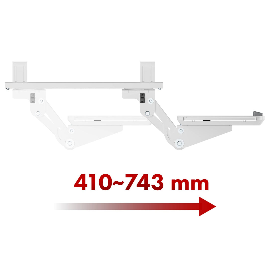 Maclean underbordstativ til tastatur, justerbart, maks. 5 kg, hvidt, MC-156 W
