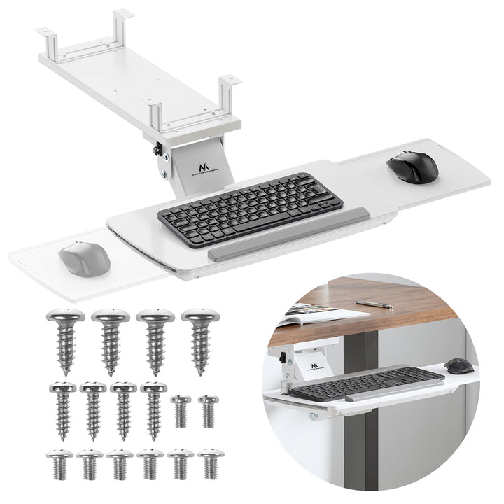 Maclean underbordstativ til tastatur, justerbart, maks. 5 kg, hvidt, MC-156 W