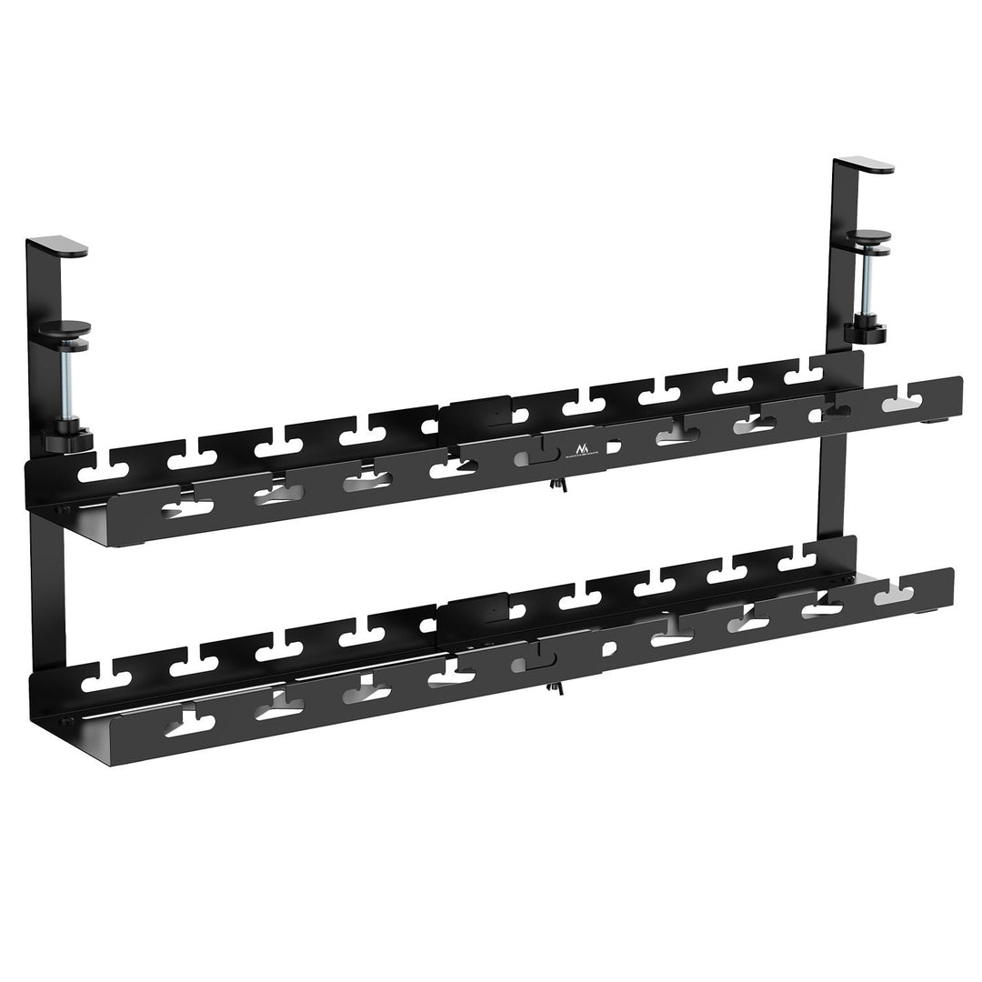 Maclean kabelholder til undersiden af skrivebordet, maks. belastning 5 kg, maks. 728 mm, 2 niveauer, sort, MC-102 B