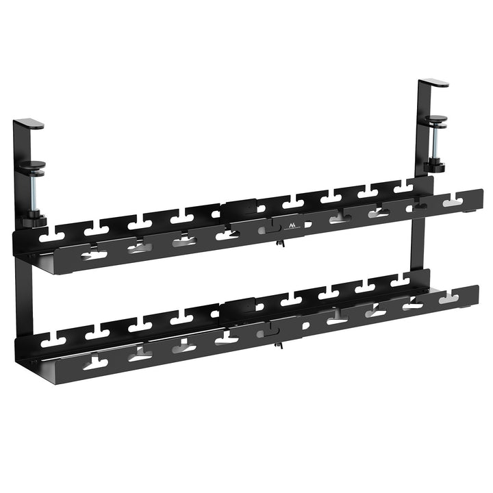 Maclean kabelholder til undersiden af skrivebordet, maks. belastning 5 kg, maks. 728 mm, 2 niveauer, sort, MC-102 B