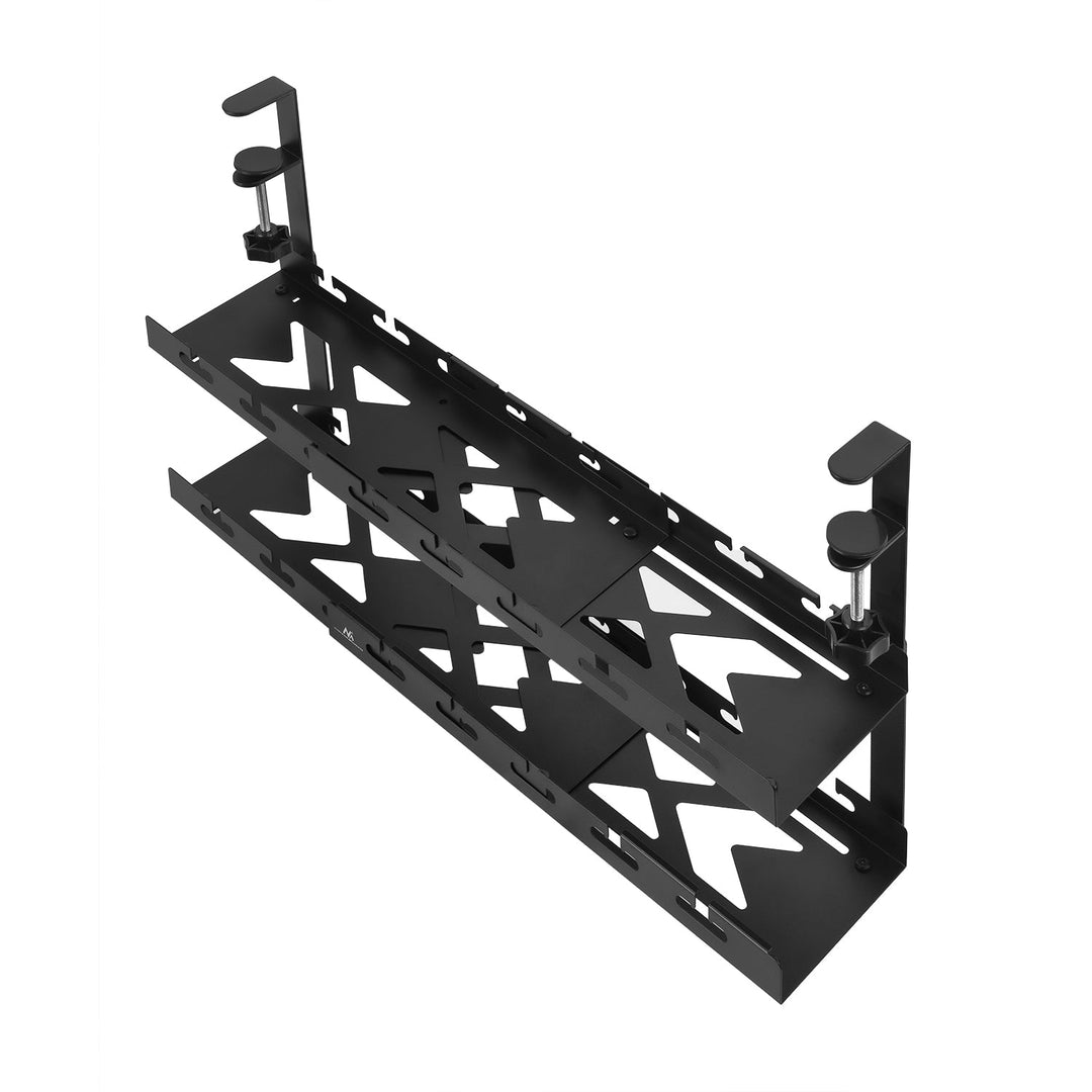 Maclean kabelholder til undersiden af skrivebordet, maks. belastning 5 kg, maks. 728 mm, 2 niveauer, sort, MC-102 B