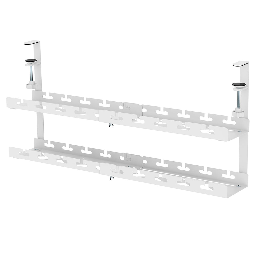 Maclean kabelholder til under skrivebordet, maks. belastning 5 kg, maks. 728 mm, 2 niveauer, hvid, MC-102 W
