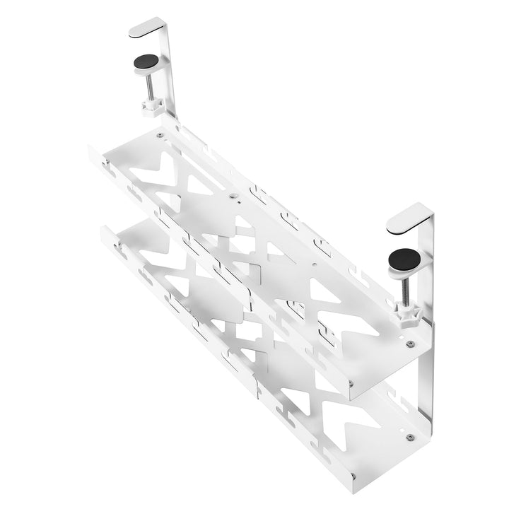 Maclean kabelholder til under skrivebordet, maks. belastning 5 kg, maks. 728 mm, 2 niveauer, hvid, MC-102 W