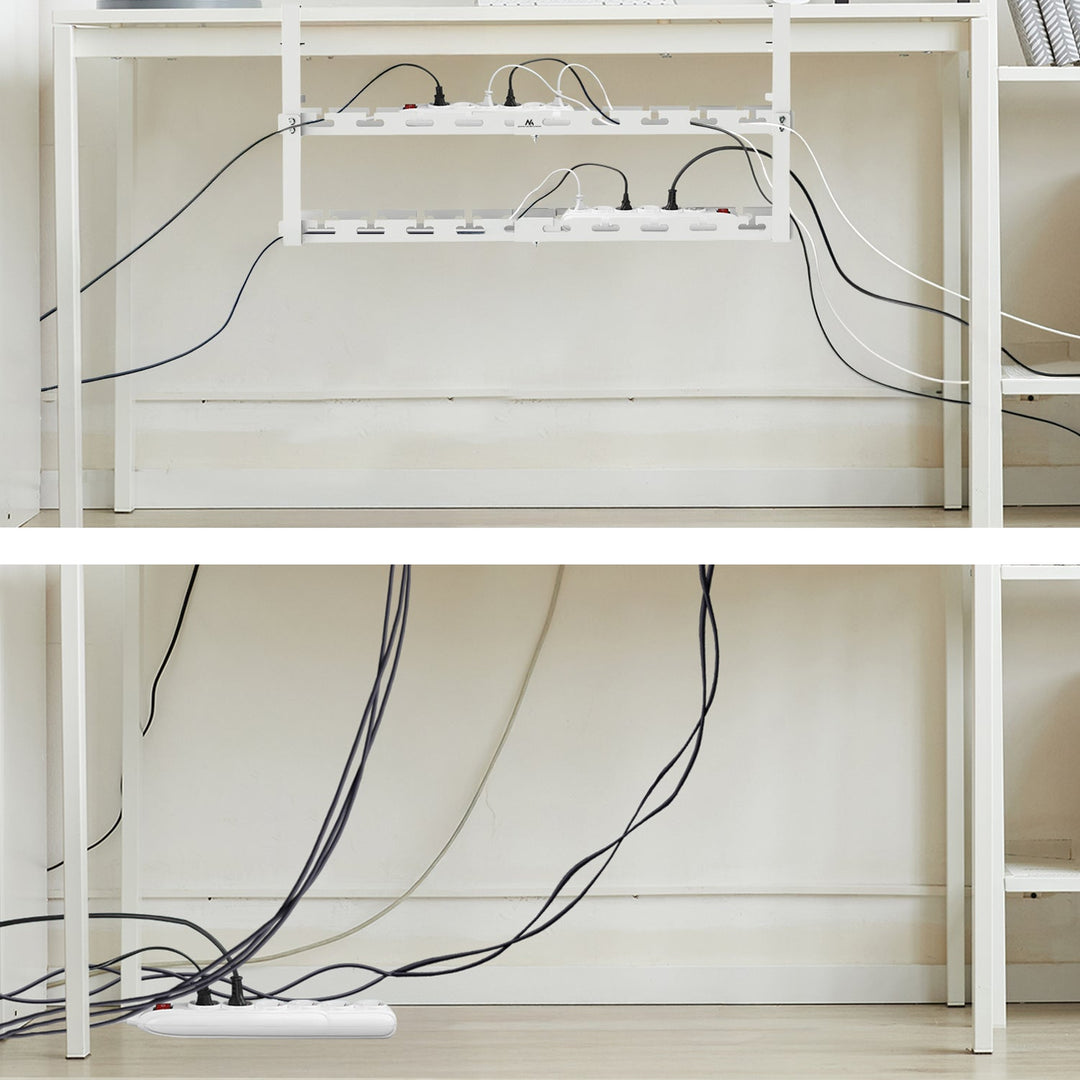 Maclean kabelholder til under skrivebordet, maks. belastning 5 kg, maks. 728 mm, 2 niveauer, hvid, MC-102 W