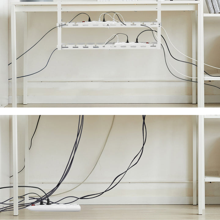 Maclean kabelholder til under skrivebordet, maks. belastning 5 kg, maks. 728 mm, 2 niveauer, hvid, MC-102 W