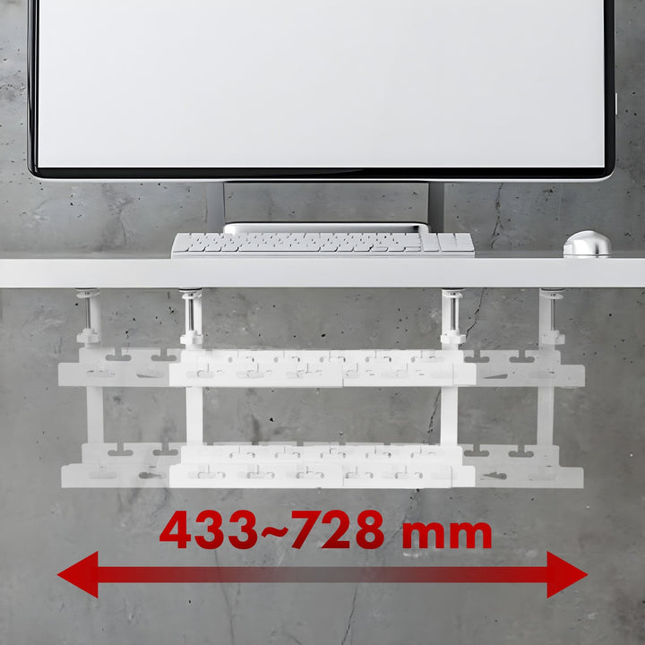 Maclean kabelholder til under skrivebordet, maks. belastning 5 kg, maks. 728 mm, 2 niveauer, hvid, MC-102 W