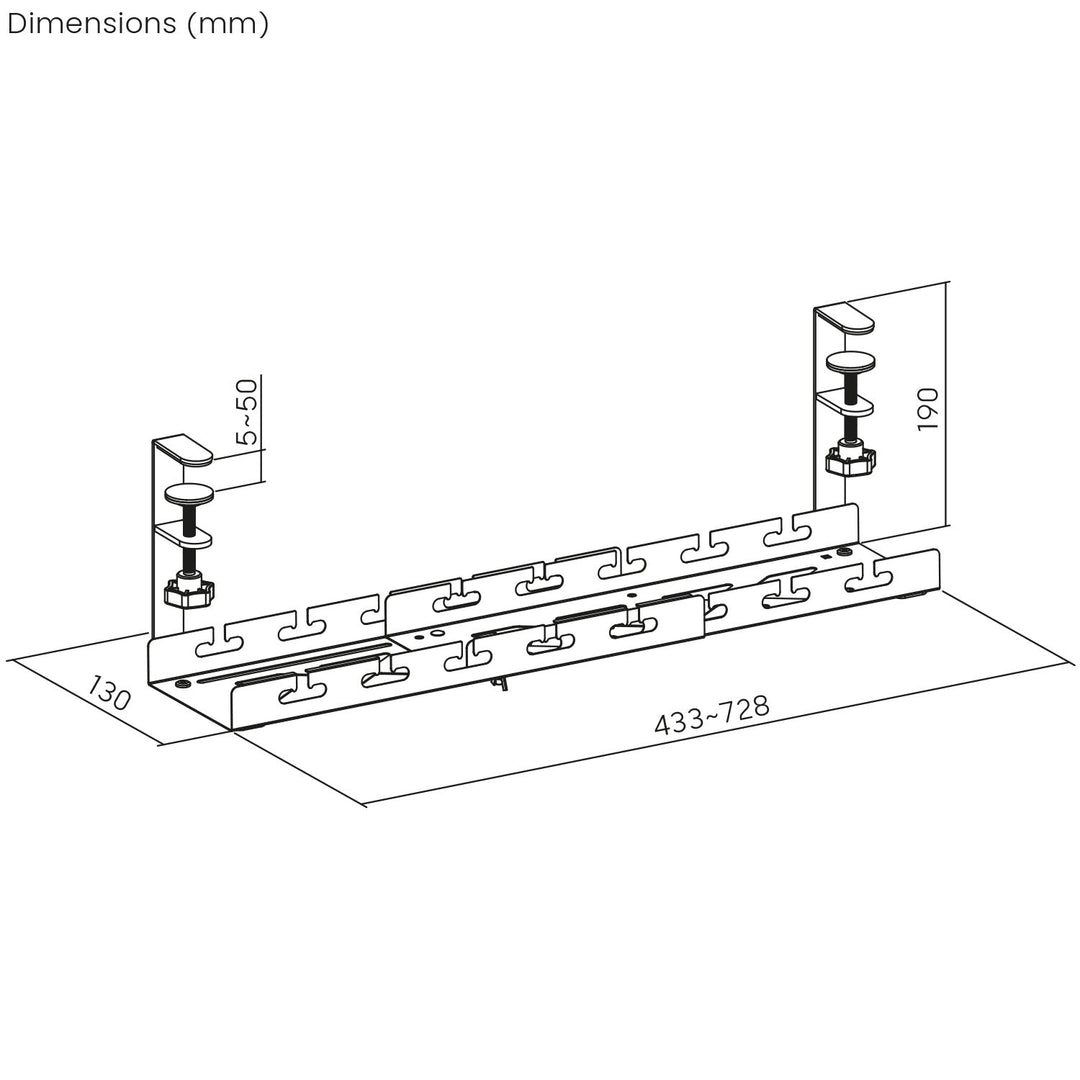 Maclean kabelholder til skrivebordet, maks. belastning 5 kg, maks. 728 mm, hvid, MC-103 W