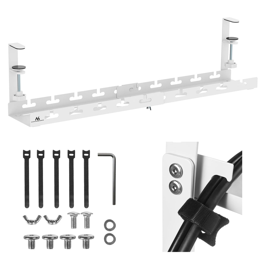 Maclean kabelholder til skrivebordet, maks. belastning 5 kg, maks. 728 mm, hvid, MC-103 W