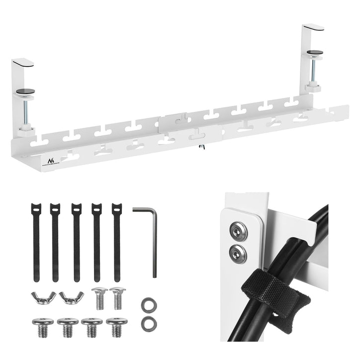 Maclean kabelholder til skrivebordet, maks. belastning 5 kg, maks. 728 mm, hvid, MC-103 W