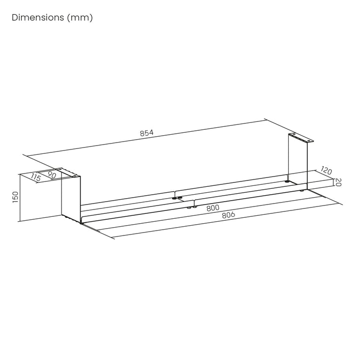 Kompakt kabelholder til skrivebordet fra Maclean, maks. belastning 5 kg, sort, MC-107 B