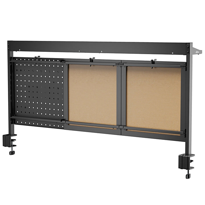 Skrivebordsafskærmning / organizer Ergo Office, maks. belastning 10 kg, hvid og kork tavle, bredde 1250 mm, sort, ER-300 B