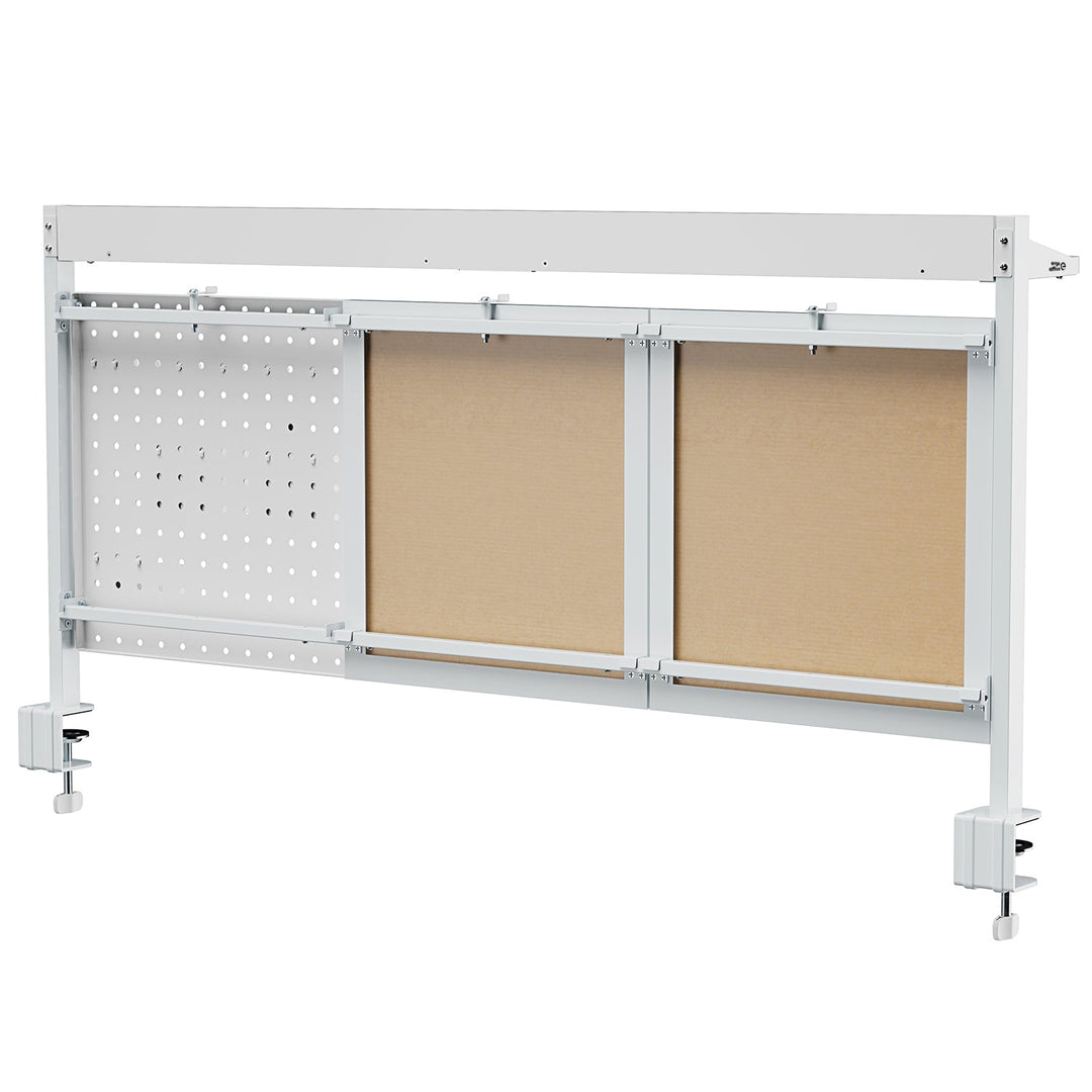 Skrivebordsafskærmning / organizer Ergo Office, maks. belastning 10 kg, hvid og korkplade, bredde 1250 mm, hvid, ER-300 W