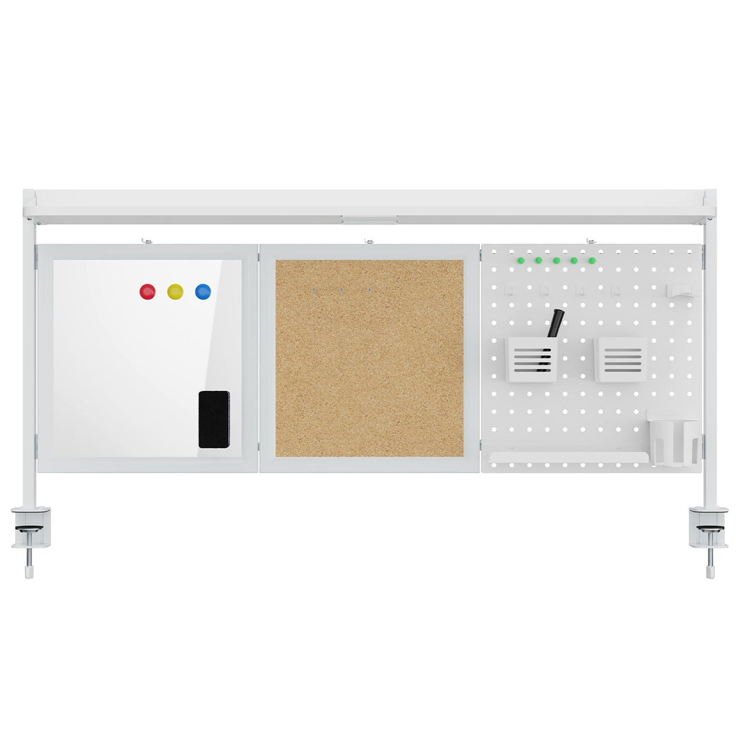 Skrivebordsafskærmning / organizer Ergo Office, maks. belastning 10 kg, hvid og korkplade, bredde 1250 mm, hvid, ER-300 W
