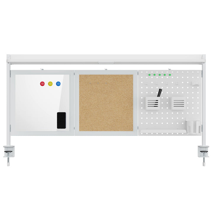Skrivebordsafskærmning / organizer Ergo Office, maks. belastning 10 kg, hvid og korkplade, bredde 1250 mm, hvid, ER-300 W