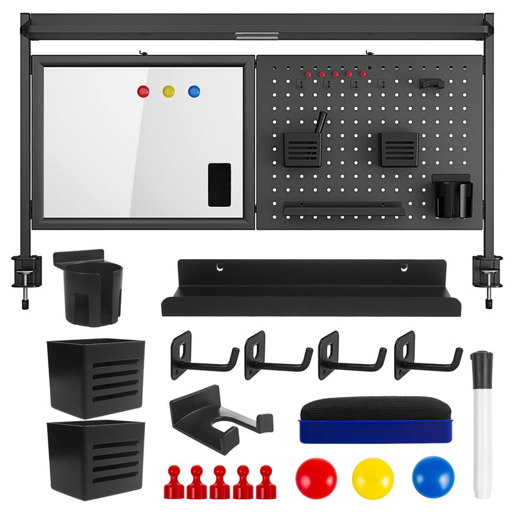 Skrivebordsafskærmning / organizer Ergo Office, maks. belastning 10 kg, hvid tavle, bredde 1116 mm, sort, ER-301 B