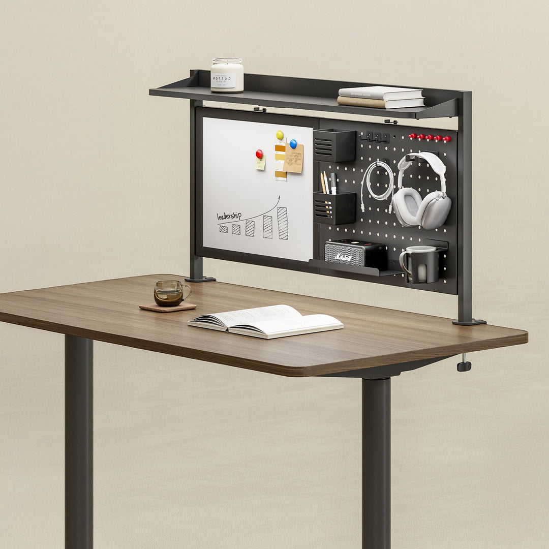 Skrivebordsafskærmning / organizer Ergo Office, maks. belastning 10 kg, hvid tavle, bredde 1116 mm, sort, ER-301 B