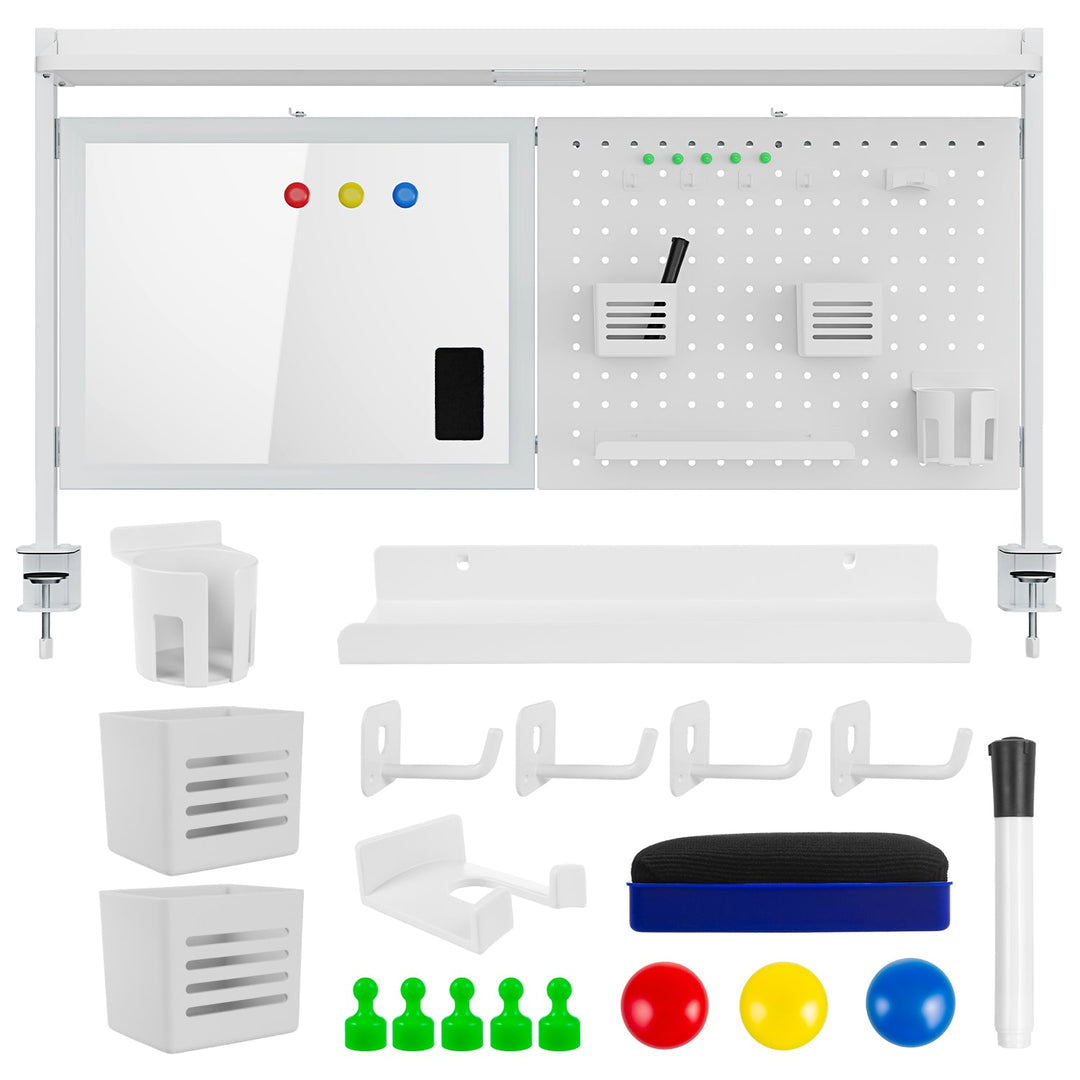 Skrivebordsafskærmning / organizer Ergo Office, maks. belastning 10 kg, hvid tavle, bredde 1116 mm, hvid, ER-301 W