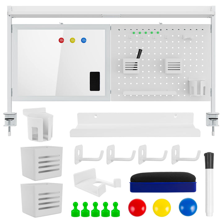 Skrivebordsafskærmning / organizer Ergo Office, maks. belastning 10 kg, hvid tavle, bredde 1116 mm, hvid, ER-301 W