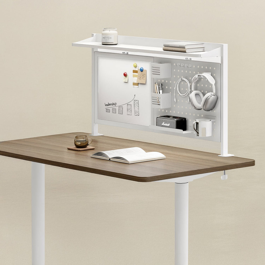 Skrivebordsafskærmning / organizer Ergo Office, maks. belastning 10 kg, hvid tavle, bredde 1116 mm, hvid, ER-301 W