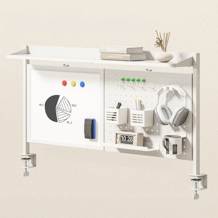 Skrivebordsafskærmning / organizer Ergo Office, maks. belastning 10 kg, hvid tavle, bredde 1116 mm, hvid, ER-301 W