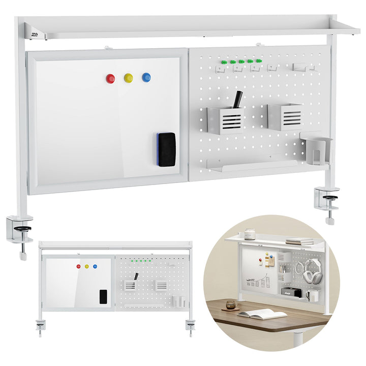 Skrivebordsafskærmning / organizer Ergo Office, maks. belastning 10 kg, hvid tavle, bredde 1116 mm, hvid, ER-301 W