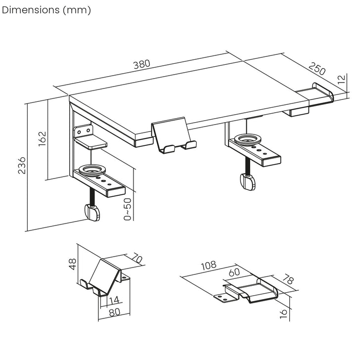 Ergo Office laptop-/skærmholder, maks. belastning 20 kg, til skærme på 13-32", sort, ER-303 B
