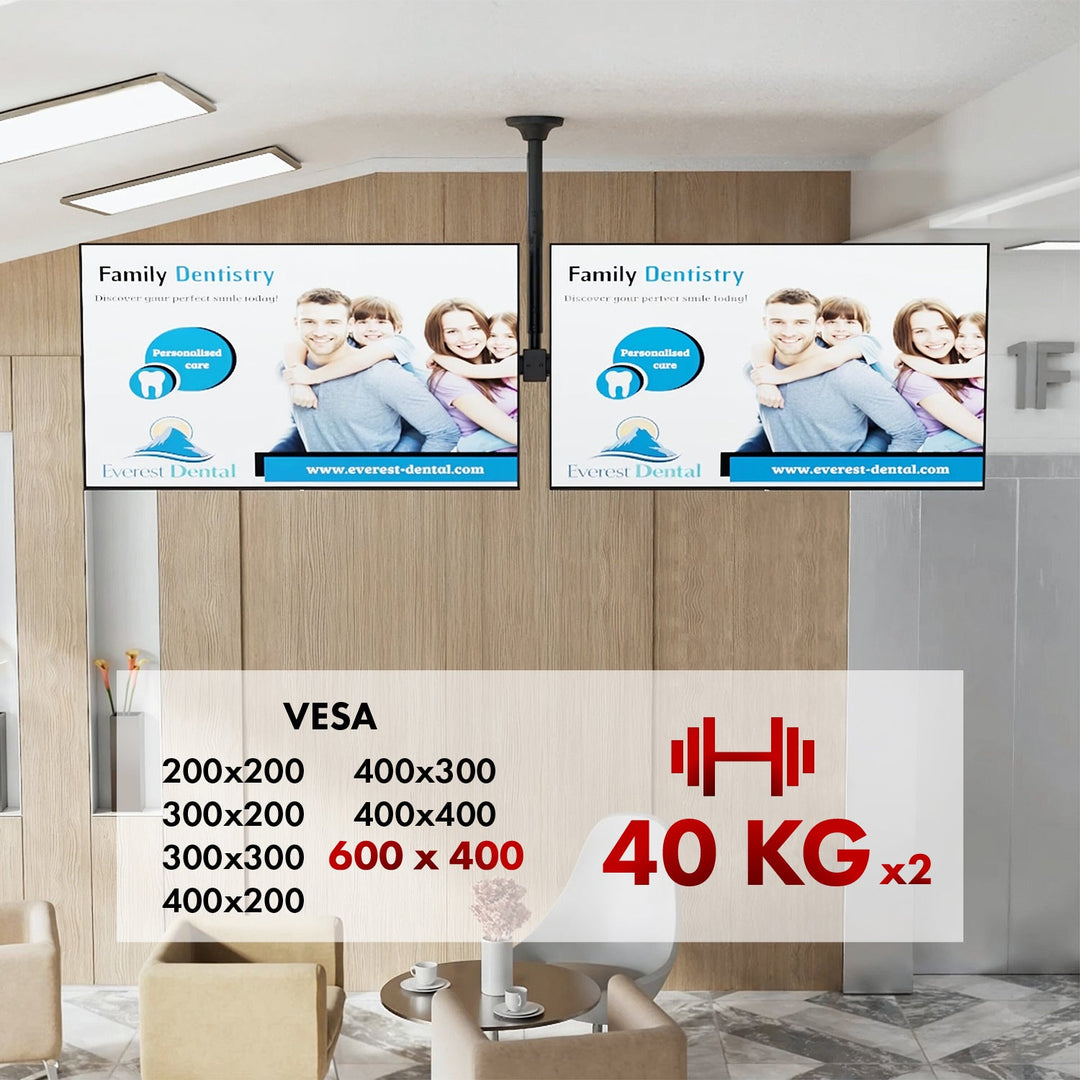 Loftbeslag til to tv'er Maclean, maks. belastning 2x40 kg, 34-60", maks. VESA 600x400, MC-111 B