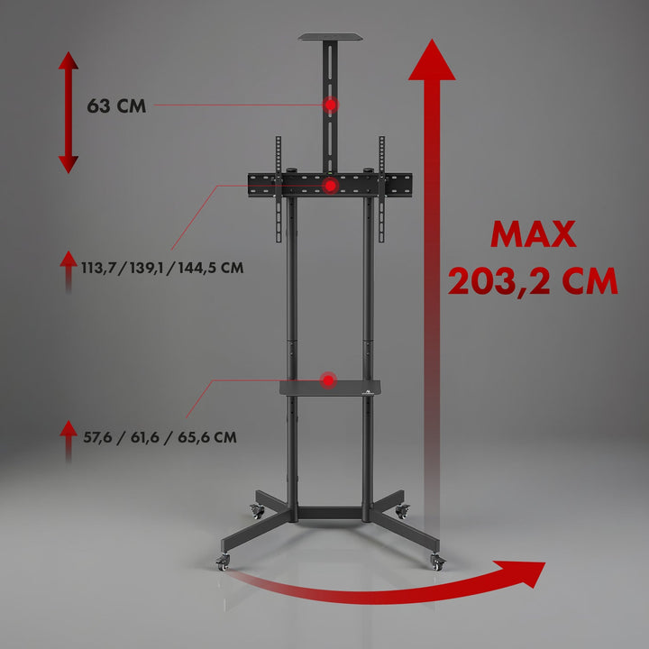 Stand / TV-vogn Maclean, kamerahylde, på hjul, 37-70", maks. belastning 45 kg/5 kg hylde, maks. VESA 600x400, MC-113 B