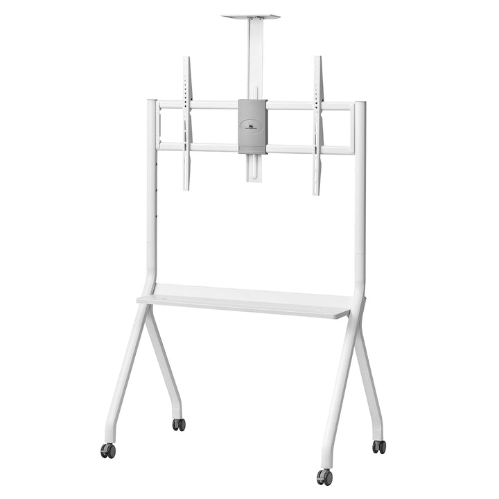 Stand / TV-vogn Maclean, kamerahylde, på hjul, 55-100", maks. belastning 120 kg/10 kg hylde, maks. VESA 900x600, hvid, MC-114 W