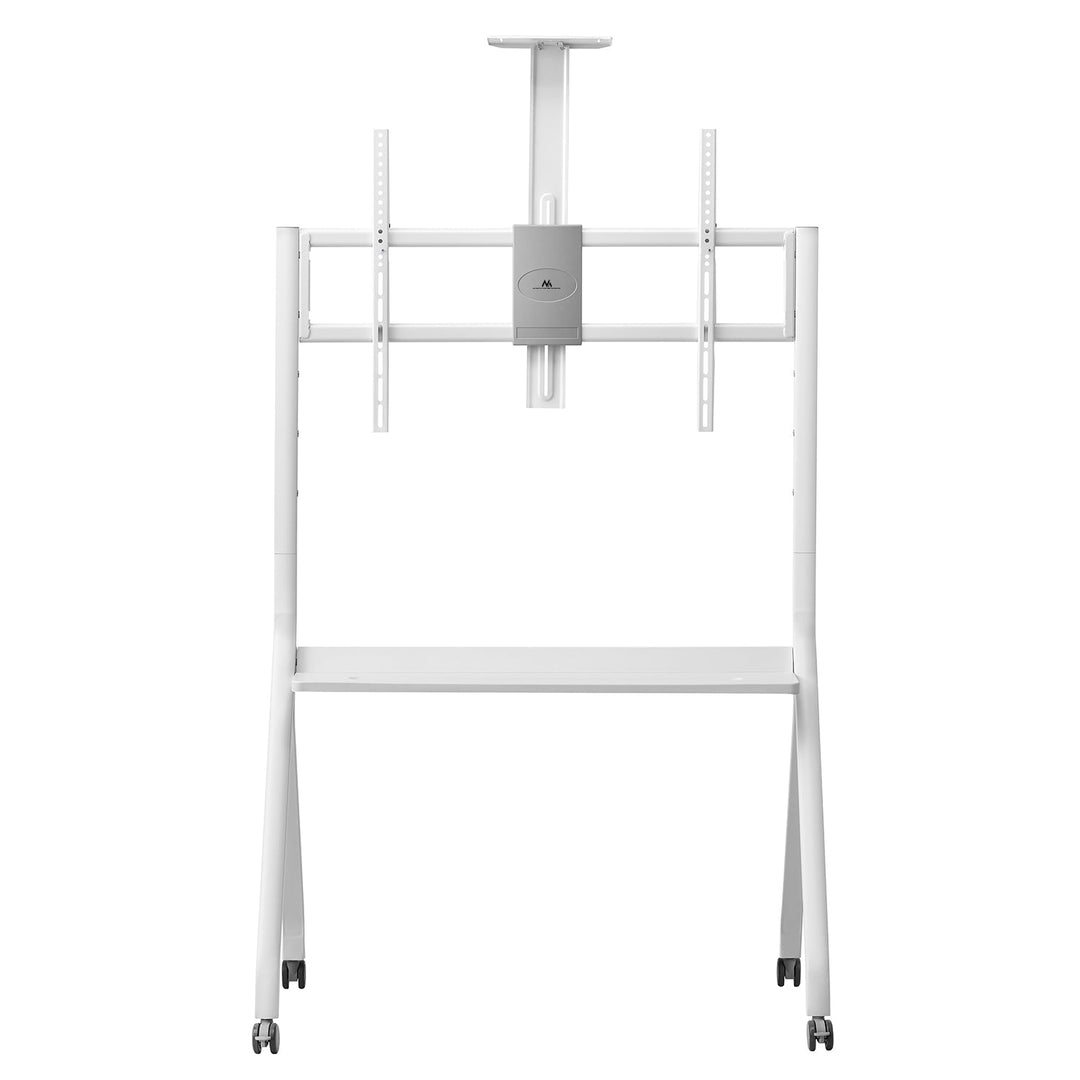 Stand / TV-vogn Maclean, kamerahylde, på hjul, 55-100", maks. belastning 120 kg/10 kg hylde, maks. VESA 900x600, hvid, MC-114 W