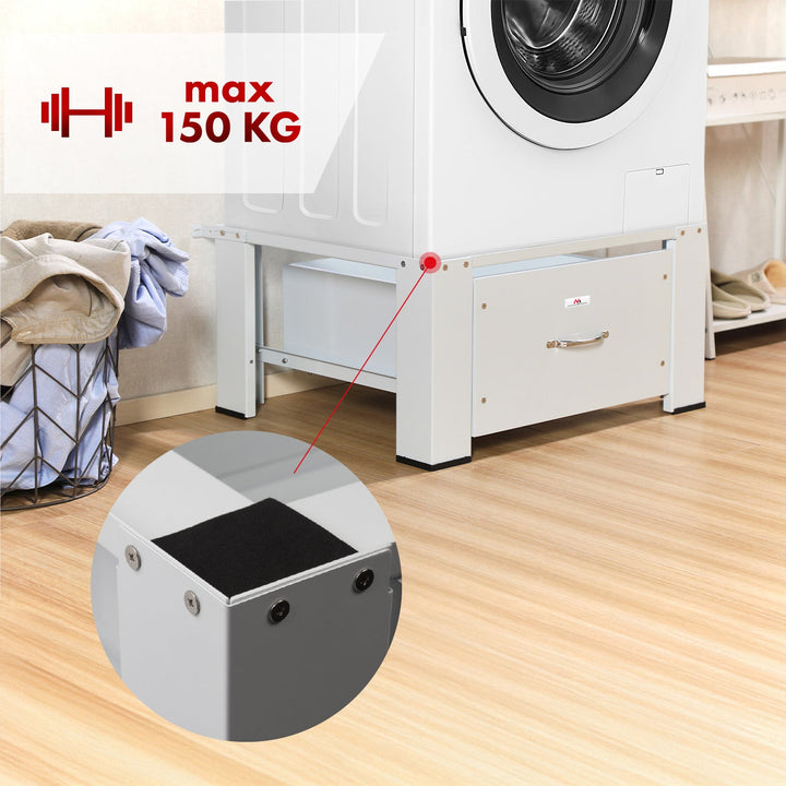 Understel til vaskemaskine/tørretumbler med skuffe Maclean, maks. belastning 150 kg, hvid, MC-117 W