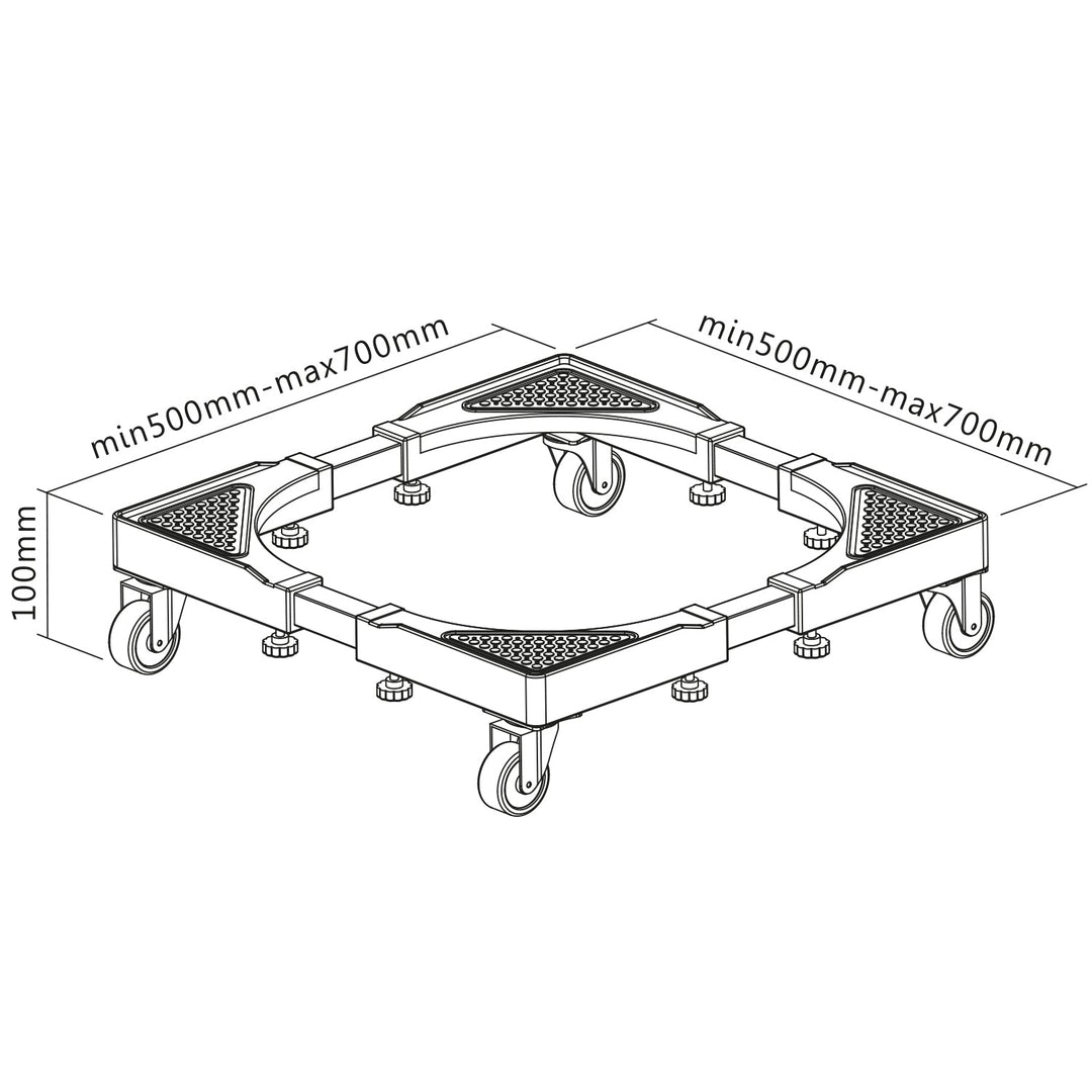 Maclean bevægelig vaskemaskineunderstel, hjulbremse, bredde 500-700 mm, universal, op til 200 kg, MC-118 B