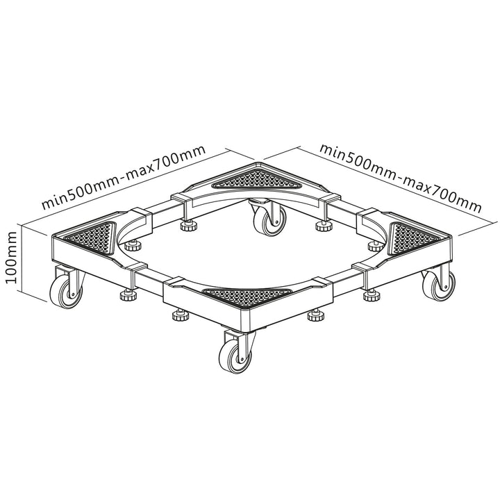 Maclean bevægelig vaskemaskineunderstel, hjulbremse, bredde 500-700 mm, universal, op til 200 kg, MC-118 B