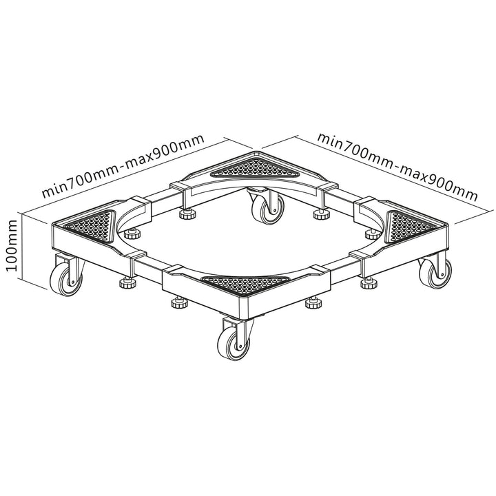 Maclean bevægelig vaskemaskineunderstel, hjulbremse, bredde 700-900 mm, universal, op til 200 kg, MC-119 B