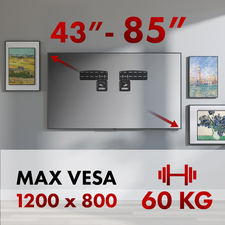 Maclean TV-beslag, kompatibelt med Samsung QLED-tv, 43"-85", maks. 60 kg, MC-806 N