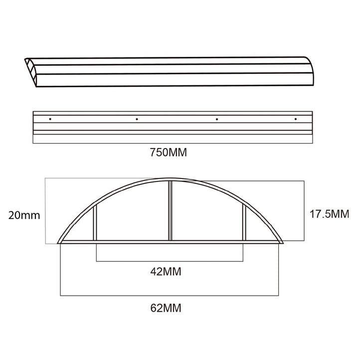Aluminiumsliste til kabler Maclean, 62x20x750mm, hvid, MC-814 W