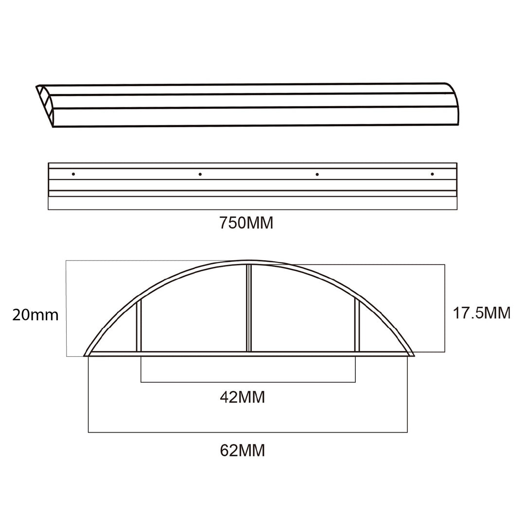 Aluminiumsdækliste til kabler Maclean, 62x20x750mm, sølvfarvet, MC-814 S