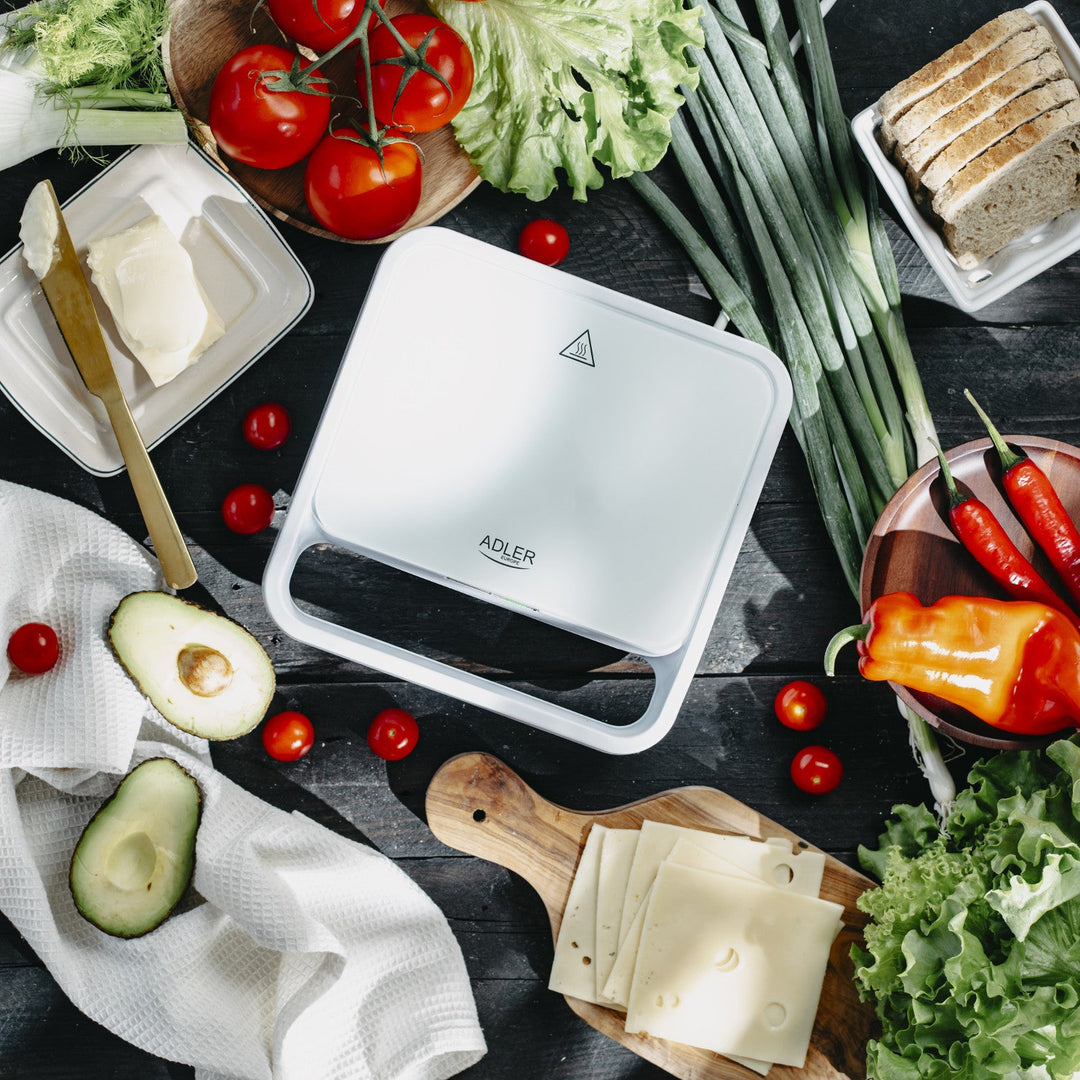 Adler sandwichmaker, kontaktgrill, 1100 W, hvid, AD 3070