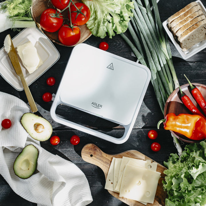 Adler sandwichmaker, kontaktgrill, 1100 W, hvid, AD 3070