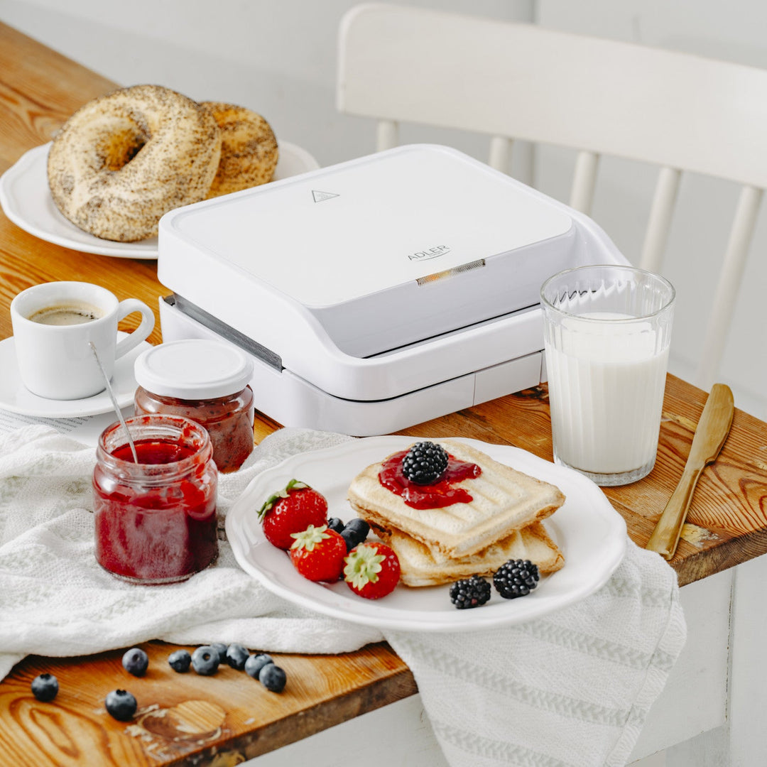 Adler sandwichmaker, kontaktgrill, 1100 W, hvid, AD 3070