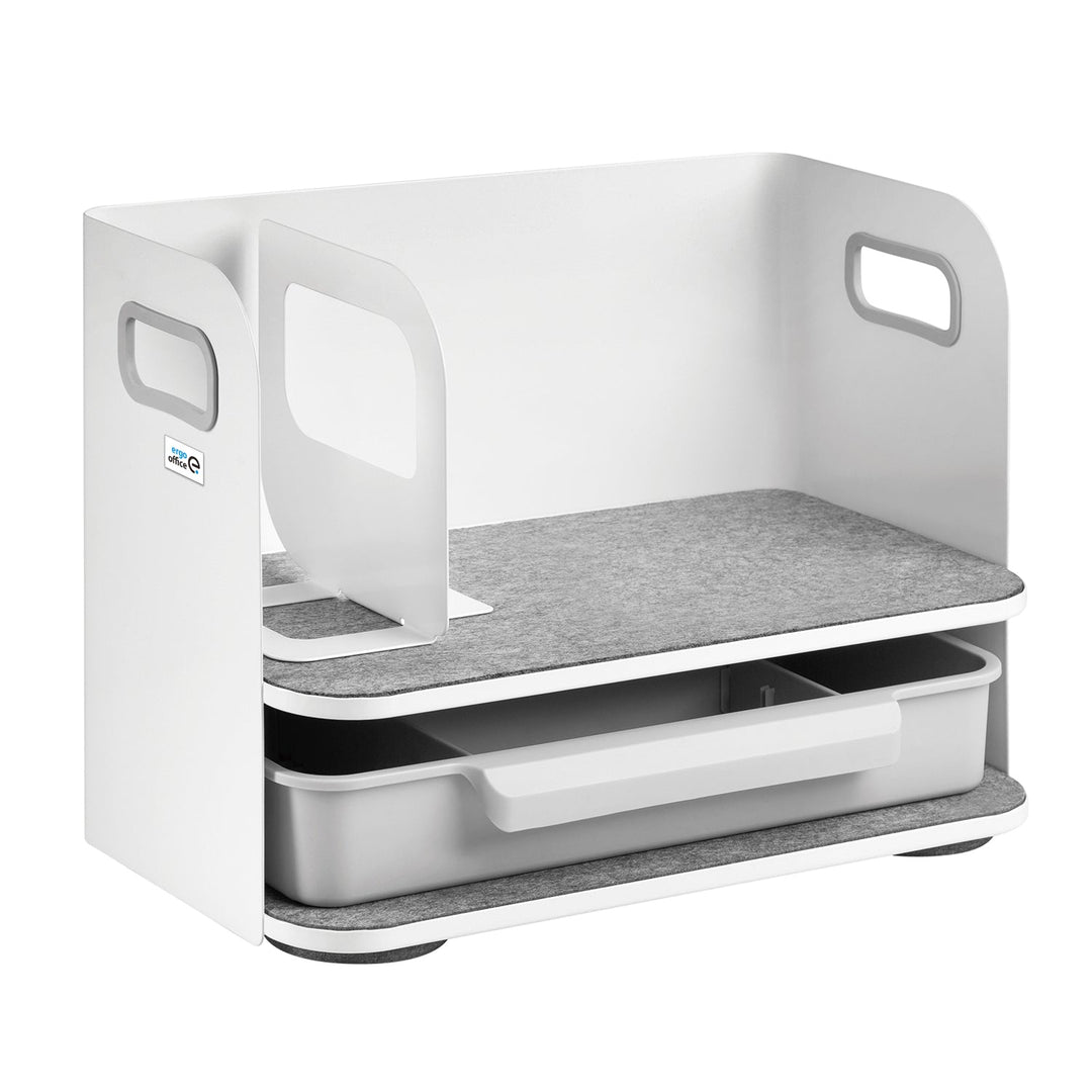 Ergo Office skrivebordsorganizer med skuffe, hvid, maks. 10 kg, ER-440 + Underbordsorganizer til tilbehør ER-442