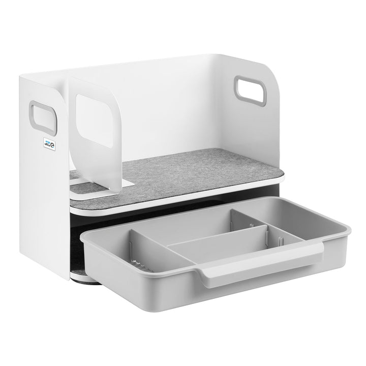 Ergo Office skrivebordsorganizer med skuffe, hvid, maks. 10 kg, ER-440 + Underbordsorganizer til tilbehør ER-442
