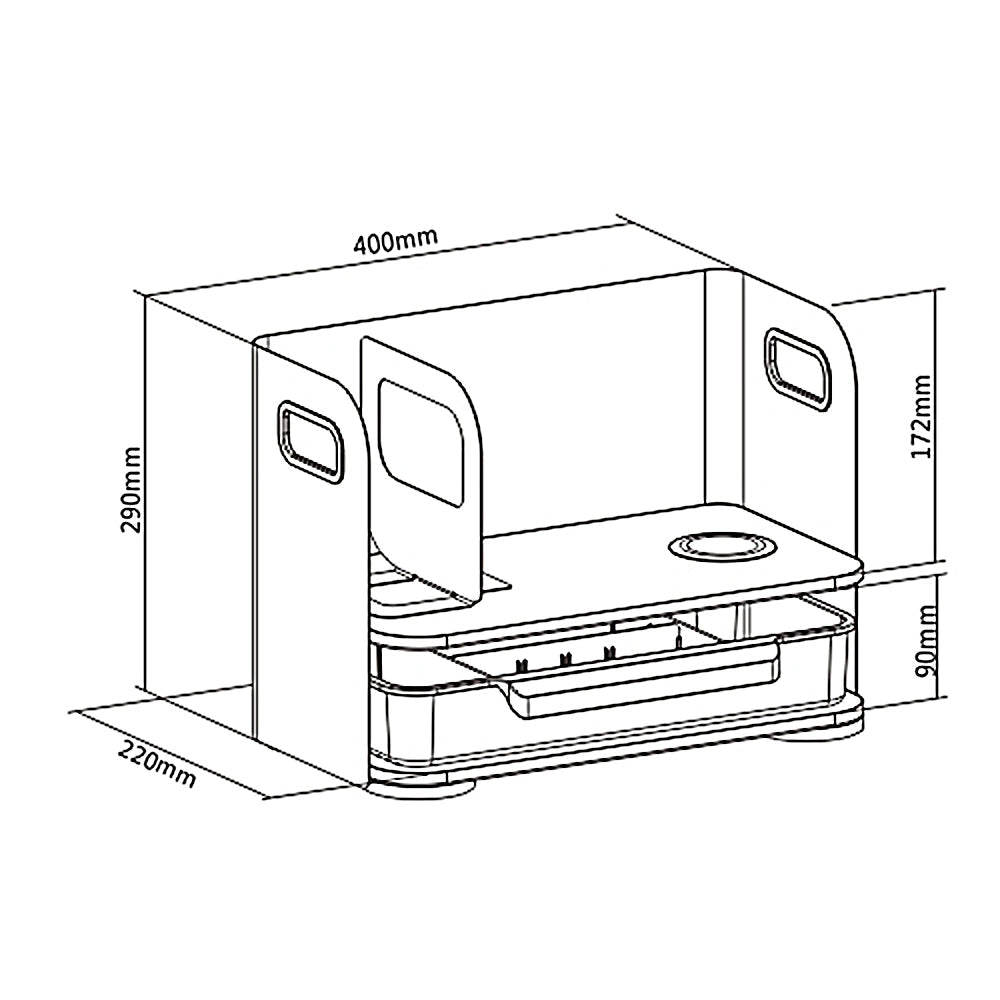 Skrivebordsorganizer med skuffe og trådløs oplader Ergo Office, hvid, maks. 10 kg, ER-441 + Underbordsorganizer til kontorartikler op til 5 kg ER-442