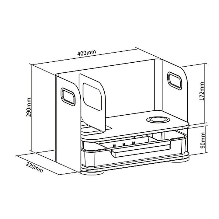 Skrivebordsorganizer med skuffe og trådløs oplader Ergo Office, hvid, maks. 10 kg, ER-441 + Underbordsorganizer til kontorartikler op til 5 kg ER-442